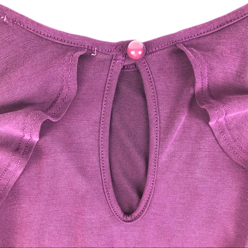 MOD Boutique Ruffle Cold Shoulder Key Hole Top - Picture 6 of 8